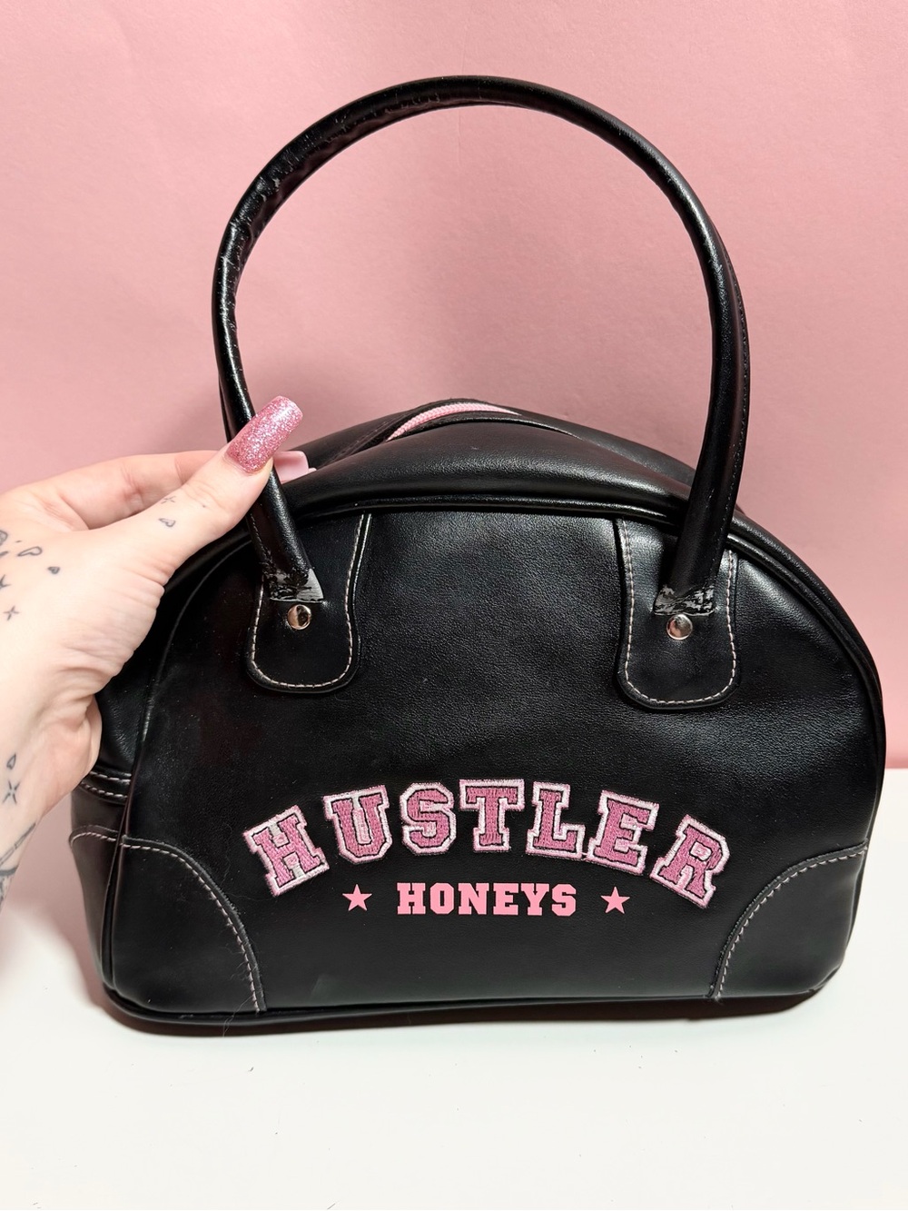 Vintage y2k mcbling Hustler Hollywood pink and black purse